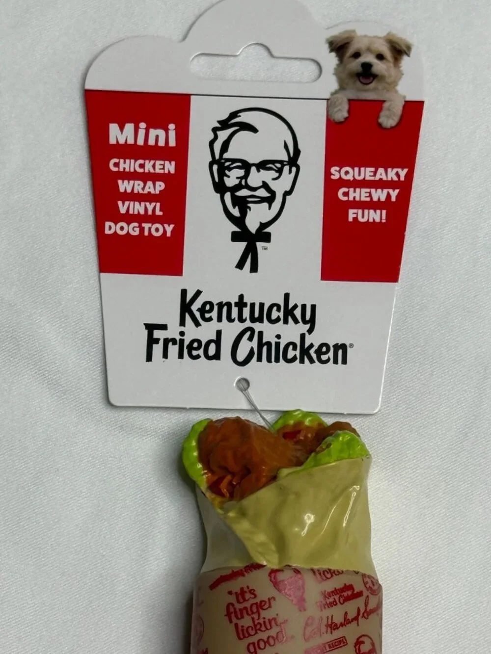 KFC Chicken Wrap Dog Toy Vinyl Squeaky Chew Pet Toy New